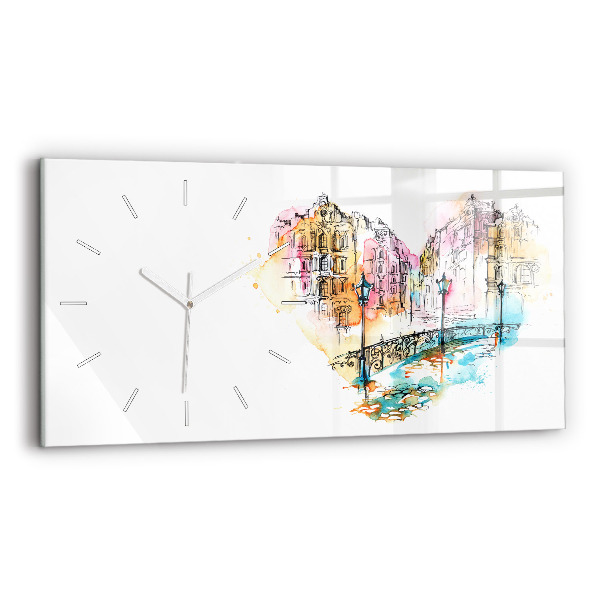 Ceas orizontale de perete din sticlă Arhitectură pictată