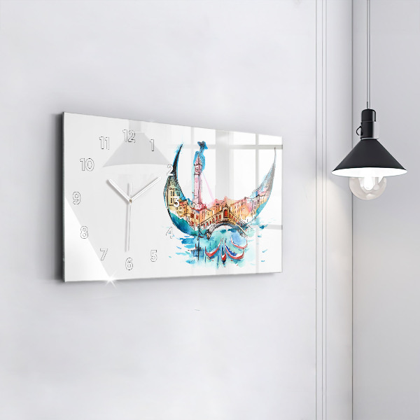Ceas orizontale de perete din sticlă Italia - Gondola venețiană