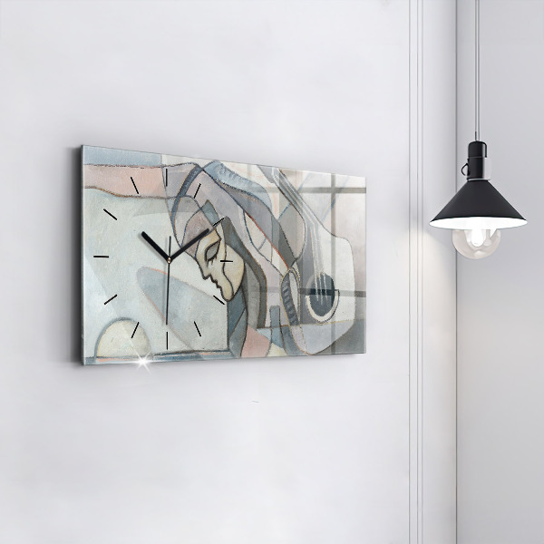 Ceas orizontale de perete din sticlă Pictura abstractă