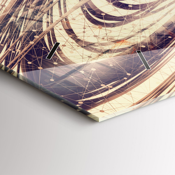 Ceas orizontale de perete din sticlă Mecanism abstract