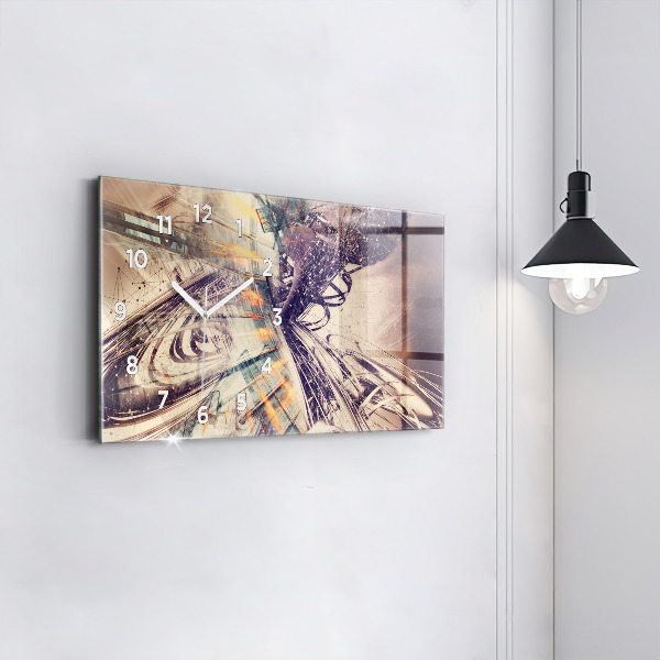 Ceas orizontale de perete din sticlă Mecanism abstract