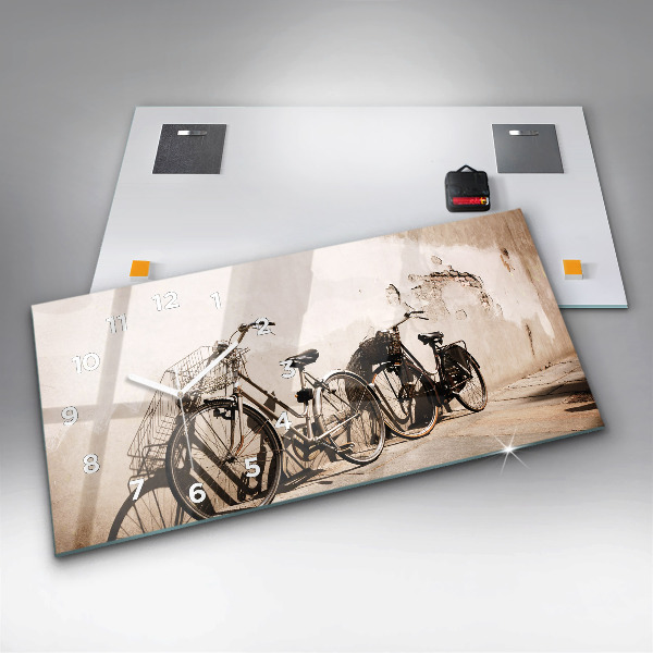Ceas orizontale de perete din sticlă bicicleta italiană