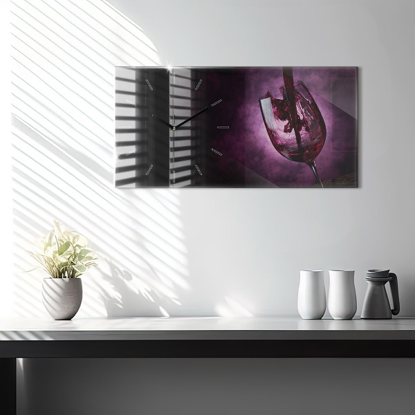 Ceas orizontale de perete din sticlă pahar de vin