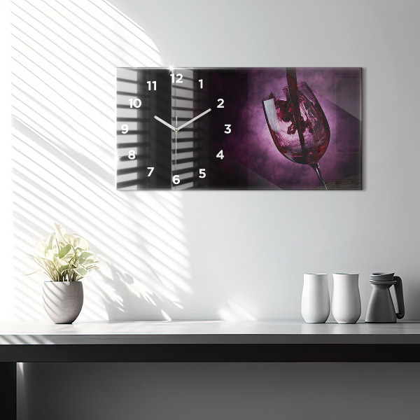 Ceas orizontale de perete din sticlă pahar de vin