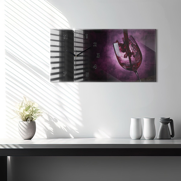 Ceas orizontale de perete din sticlă pahar de vin