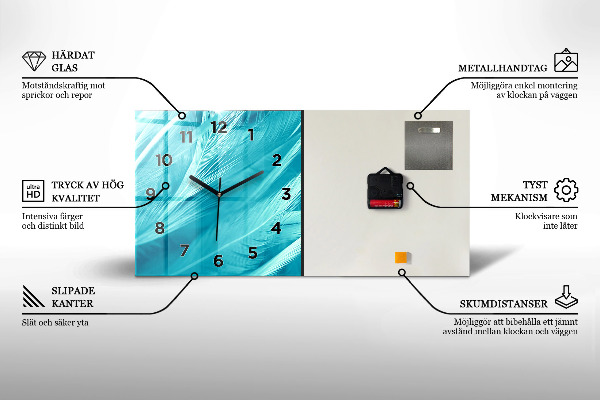 Ceas orizontale de perete din sticlă Flori într-o vază