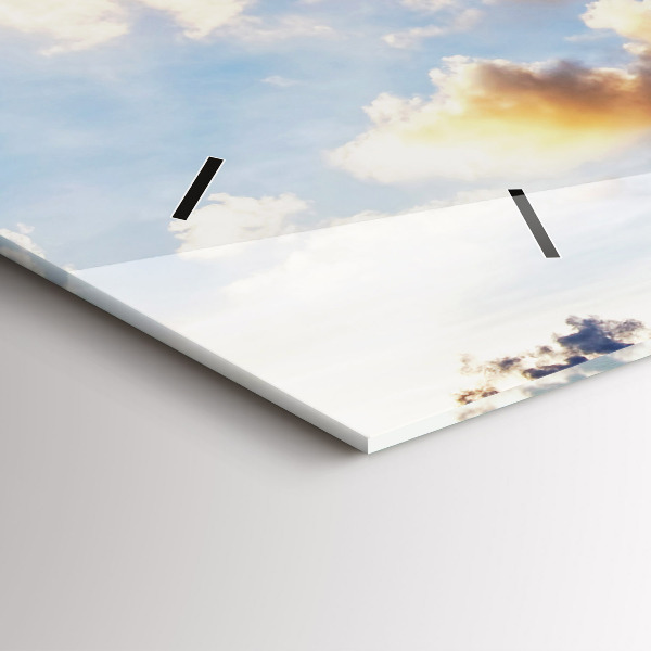 Ceas orizontale de perete din sticlă Cloud Plane