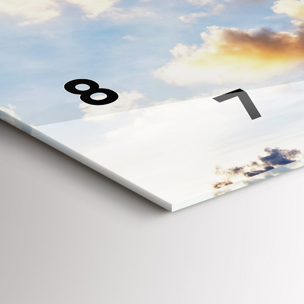 Ceas orizontale de perete din sticlă Cloud Plane