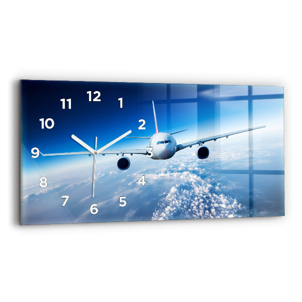 Ceas orizontale de perete din sticlă Cloud Plane