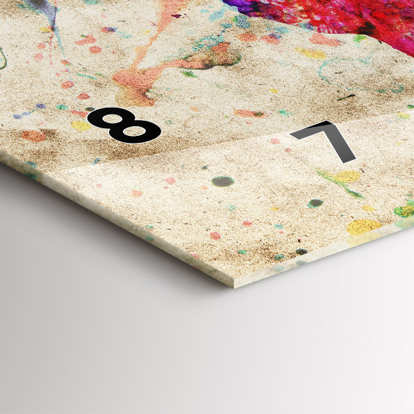 Ceas orizontale de perete din sticlă Harta lumii colorate