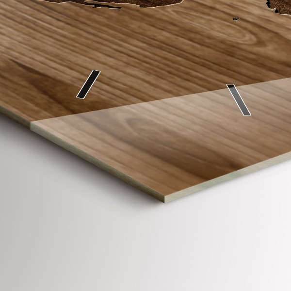 Ceas orizontale de perete din sticlă Harta lumii pe lemn