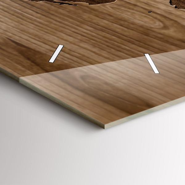 Ceas orizontale de perete din sticlă Harta lumii pe lemn