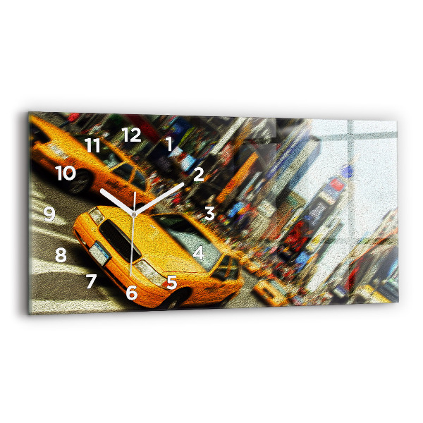 Ceas orizontale de perete din sticlă Taxiuri din New York