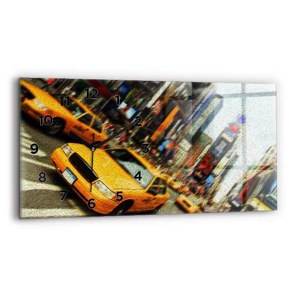 Ceas orizontale de perete din sticlă Taxiuri din New York