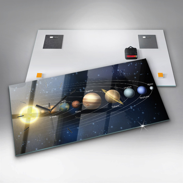 Ceas orizontale de perete din sticlă Sistemul Solar