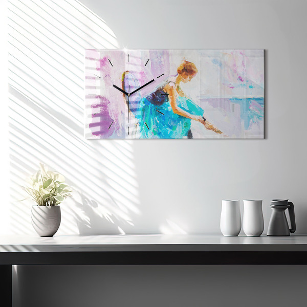 Ceas orizontale de perete din sticlă Pregătirea balerinei