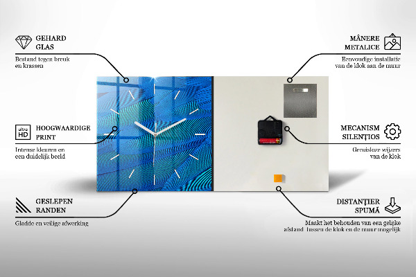 Ceas orizontale de perete din sticlă Mașini vechi