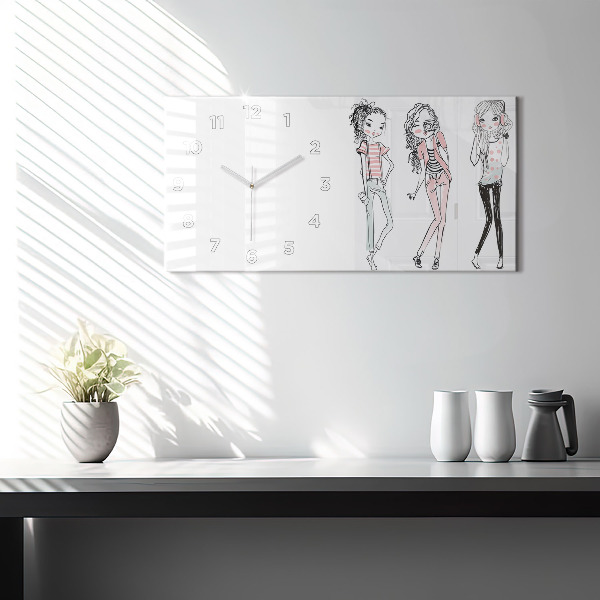 Ceas orizontale de perete din sticlă Moda pentru femei
