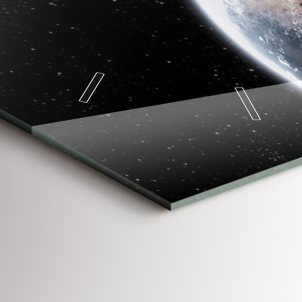 Ceas orizontale de perete din sticlă Pământ Lună Soare