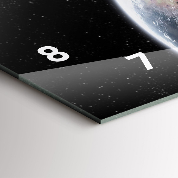 Ceas orizontale de perete din sticlă Pământ Lună Soare