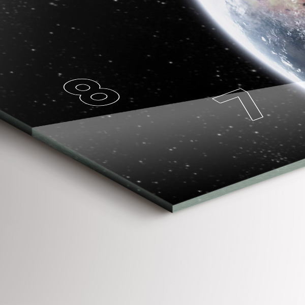 Ceas orizontale de perete din sticlă Pământ Lună Soare