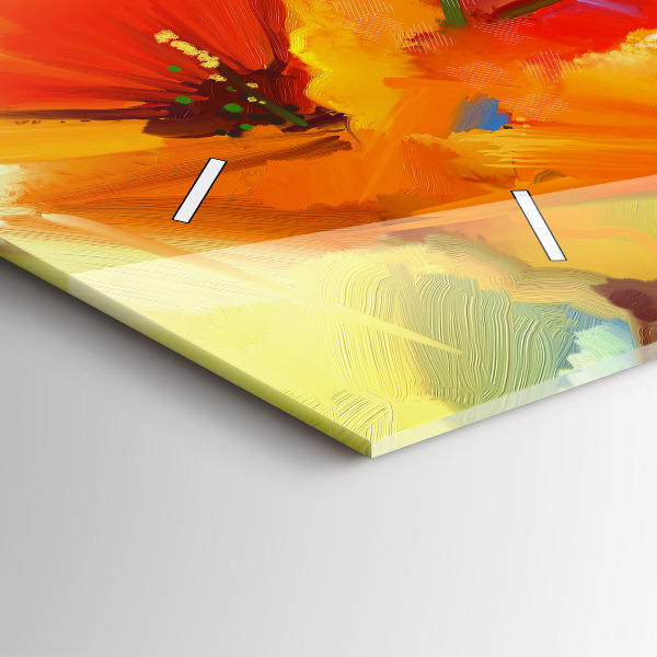 Ceas orizontale de perete din sticlă Maci colorați