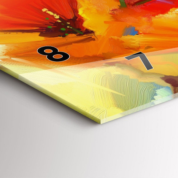 Ceas orizontale de perete din sticlă Maci colorați