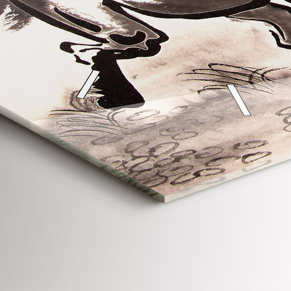 Ceas orizontale de perete din sticlă Cai în galop