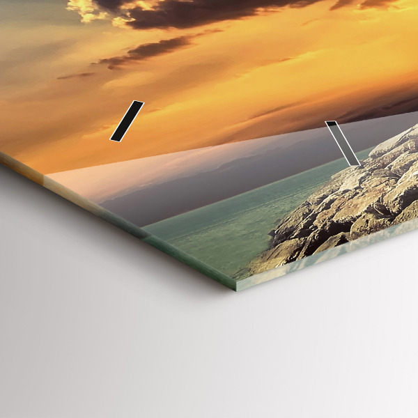 Ceas orizontale de perete din sticlă Far pe mare