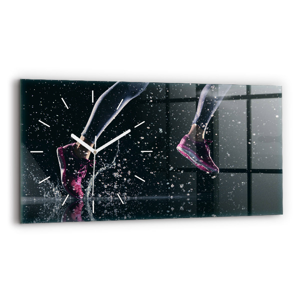 Ceas orizontale de perete din sticlă Stil de viață sănătos și alergare