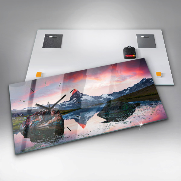 Ceas orizontale de perete din sticlă Lacul Stellisee Matterhorn
