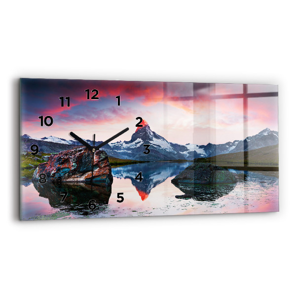 Ceas orizontale de perete din sticlă Lacul Stellisee Matterhorn
