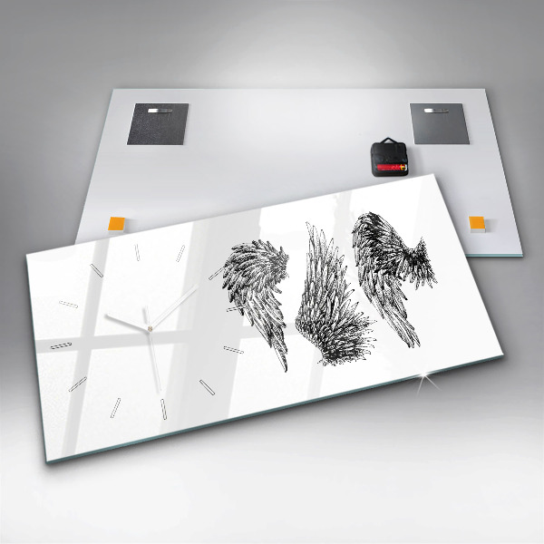 Ceas orizontale de perete din sticlă Aripi de înger