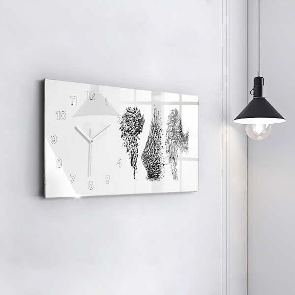 Ceas orizontale de perete din sticlă Aripi de înger
