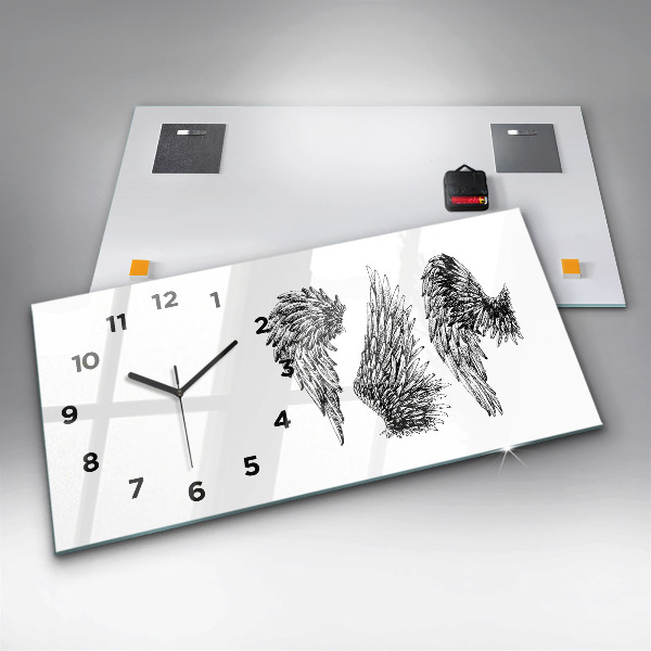 Ceas orizontale de perete din sticlă Aripi de înger