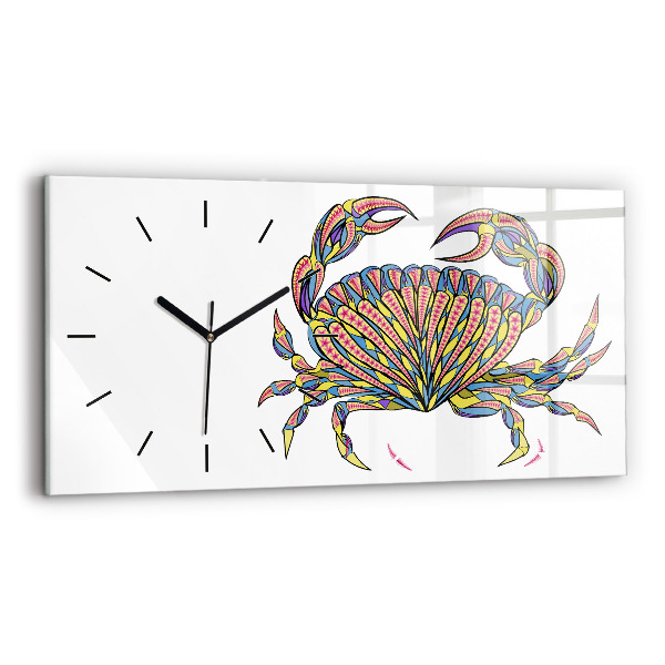 Ceas orizontale de perete din sticlă Crab etnic