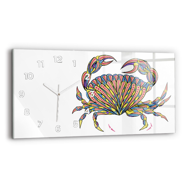 Ceas orizontale de perete din sticlă Crab etnic