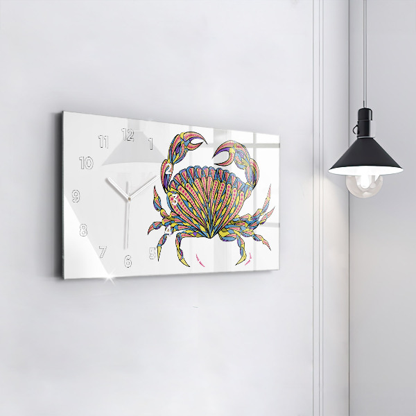 Ceas orizontale de perete din sticlă Crab etnic