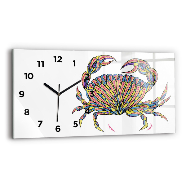 Ceas orizontale de perete din sticlă Crab etnic