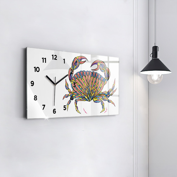 Ceas orizontale de perete din sticlă Crab etnic