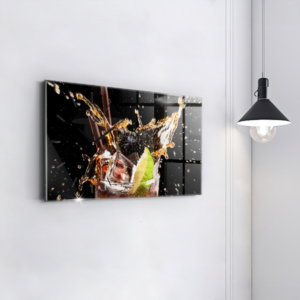 Ceas orizontale de perete din sticlă Bea cu gheata