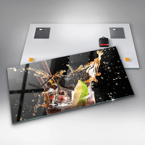 Ceas orizontale de perete din sticlă Bea cu gheata