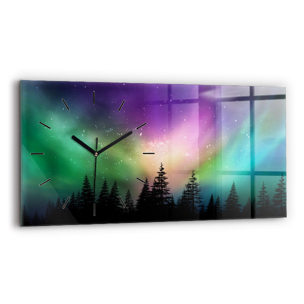 Ceas orizontale de perete din sticlă aurora nordică