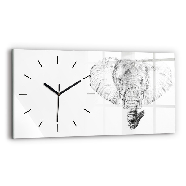 Ceas orizontale de perete din sticlă Cap de elefant vectorial
