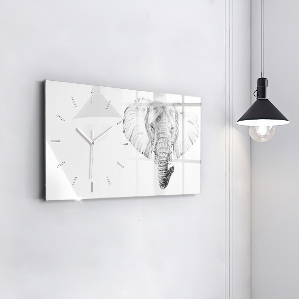Ceas orizontale de perete din sticlă Cap de elefant vectorial