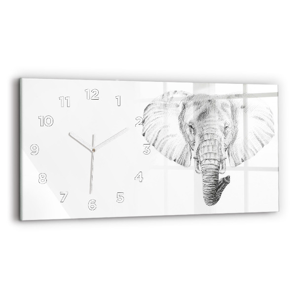 Ceas orizontale de perete din sticlă Cap de elefant vectorial