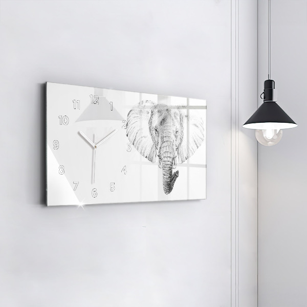 Ceas orizontale de perete din sticlă Cap de elefant vectorial