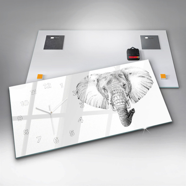 Ceas orizontale de perete din sticlă Cap de elefant vectorial