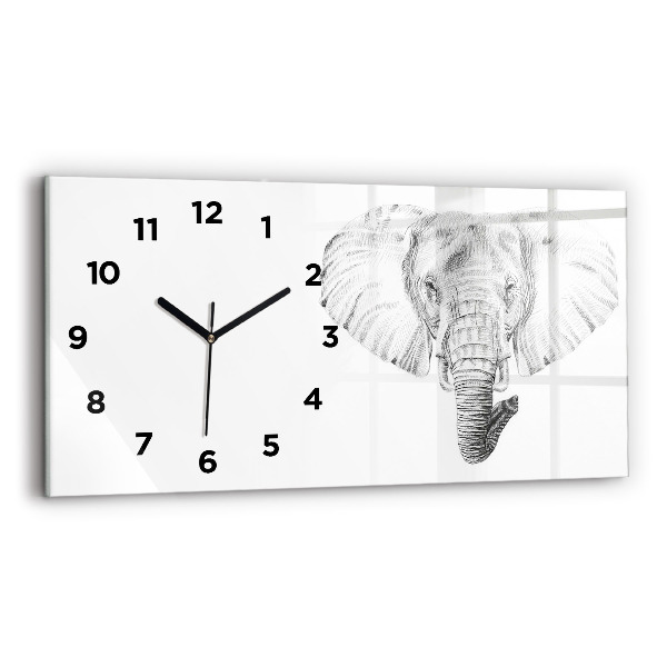 Ceas orizontale de perete din sticlă Cap de elefant vectorial