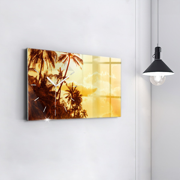 Ceas orizontale de perete din sticlă Palmieri insoriti